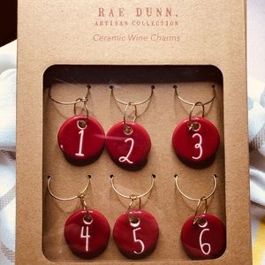 Rae Dunn ~ Red Ceramic Wine Charms